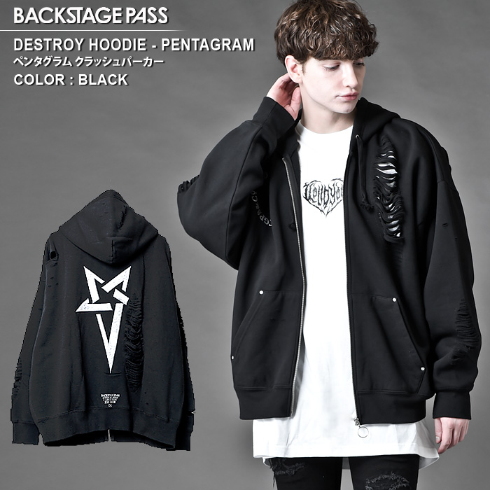 ys\|Cg10{zy10{̓ח\zDESTROY HOODIE - PENTAGRAM(fXgCt[fB[ y^O) y^O  WbvAbv NbVp[J[ BACKSTAGE PASS obNXe[WpX