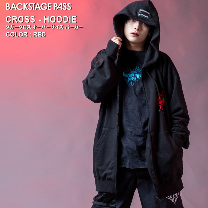 CROSS-HOODIE(NX[t[fB[)_K[NX WbvAbv I[o[TCY p[J[ BACKSTAGE PASS obNXe[WpX