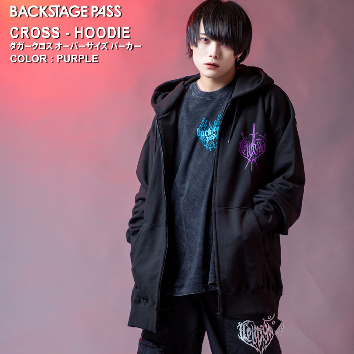 CROSS-HOODIE(NX[t[fB[)_K[NX WbvAbv I[o[TCY p[J[ BACKSTAGE PASS obNXe[WpX