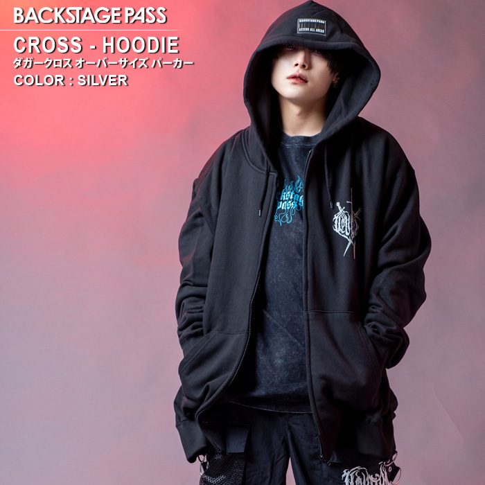 CROSS-HOODIE(NX[t[fB[)_K[NX WbvAbv I[o[TCY p[J[ BACKSTAGE PASS obNXe[WpX